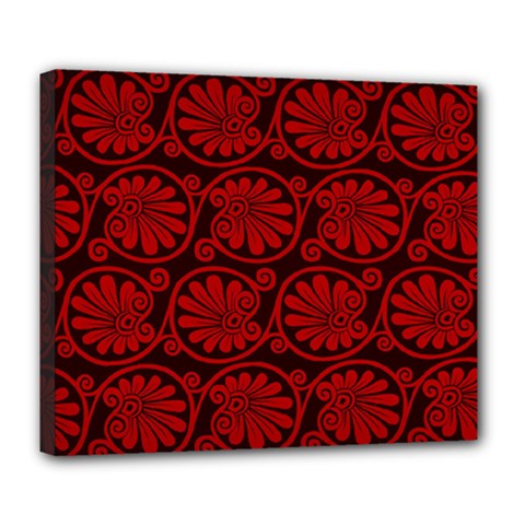 Red Floral Pattern Floral Greek Ornaments Deluxe Canvas 24  x 20  (Stretched)