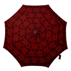 Red Floral Pattern Floral Greek Ornaments Hook Handle Umbrellas (Medium)