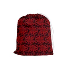 Red Floral Pattern Floral Greek Ornaments Drawstring Pouch (Large)