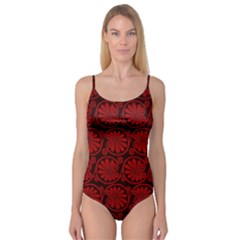 Red Floral Pattern Floral Greek Ornaments Camisole Leotard 