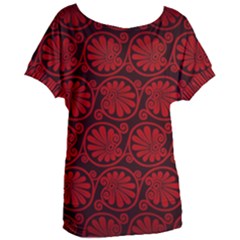 Red Floral Pattern Floral Greek Ornaments Women s Oversized T-Shirt