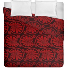 Red Floral Pattern Floral Greek Ornaments Duvet Cover Double Side (King Size)