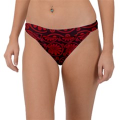 Red Floral Pattern Floral Greek Ornaments Band Bikini Bottoms