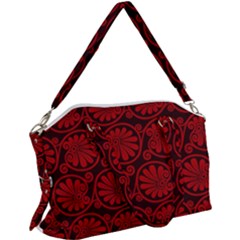 Red Floral Pattern Floral Greek Ornaments Canvas Crossbody Bag