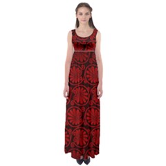 Red Floral Pattern Floral Greek Ornaments Empire Waist Maxi Dress