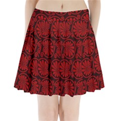 Red Floral Pattern Floral Greek Ornaments Pleated Mini Skirt