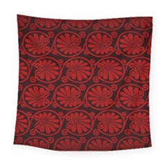 Red Floral Pattern Floral Greek Ornaments Square Tapestry (Large)