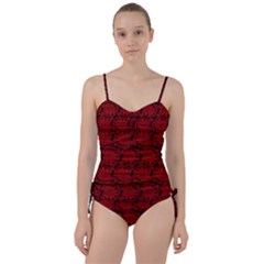 Red Floral Pattern Floral Greek Ornaments Sweetheart Tankini Set by nateshop