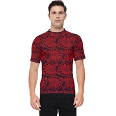 Red Floral Pattern Floral Greek Ornaments Men s Short Sleeve Rash Guard