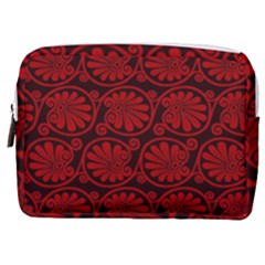 Red Floral Pattern Floral Greek Ornaments Make Up Pouch (Medium)