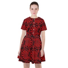 Red Floral Pattern Floral Greek Ornaments Sailor Dress