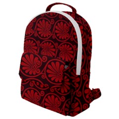 Red Floral Pattern Floral Greek Ornaments Flap Pocket Backpack (Small)