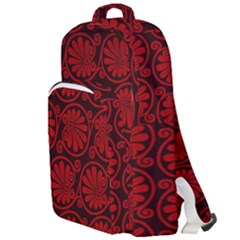 Red Floral Pattern Floral Greek Ornaments Double Compartment Backpack