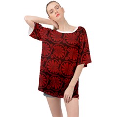 Red Floral Pattern Floral Greek Ornaments Oversized Chiffon Top