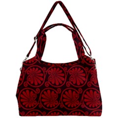 Red Floral Pattern Floral Greek Ornaments Double Compartment Shoulder Bag by nateshop