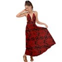 Red Floral Pattern Floral Greek Ornaments Backless Maxi Beach Dress View1