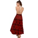 Red Floral Pattern Floral Greek Ornaments Backless Maxi Beach Dress View2