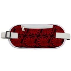 Red Floral Pattern Floral Greek Ornaments Rounded Waist Pouch