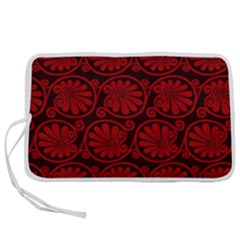 Red Floral Pattern Floral Greek Ornaments Pen Storage Case (S)