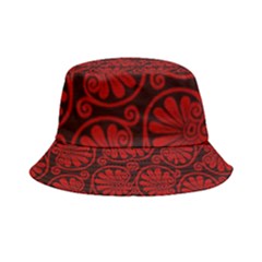 Red Floral Pattern Floral Greek Ornaments Inside Out Bucket Hat by nateshop