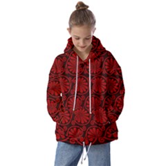 Red Floral Pattern Floral Greek Ornaments Kids  Oversized Hoodie