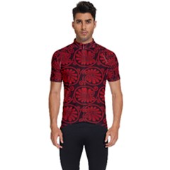 Red Floral Pattern Floral Greek Ornaments Men s Short Sleeve Cycling Jersey