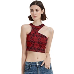 Red Floral Pattern Floral Greek Ornaments Cut Out Top