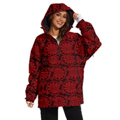 Red Floral Pattern Floral Greek Ornaments Women s Ski And Snowboard Jacket