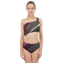 Texture Abstract Curve  Pattern Red Spliced Up Two Piece Swimsuit by Proyonanggan