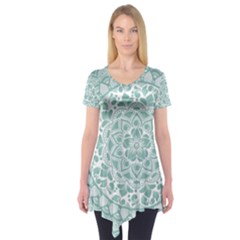 Round Ornament Texture Short Sleeve Tunic  by nateshop