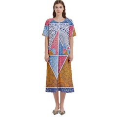 Texture With Triangles Women s Cotton Short Sleeve Nightgown
