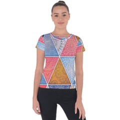 Texture With Triangles Short Sleeve Sports Top  by nateshop