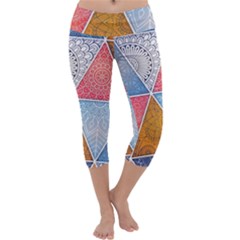 Texture With Triangles Capri Yoga Leggings by nateshop