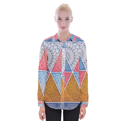 Texture With Triangles Womens Long Sleeve Shirt by nateshop