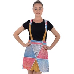 Texture With Triangles Velvet Suspender Skater Skirt by nateshop