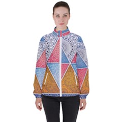 Texture With Triangles Women s High Neck Windbreaker by nateshop