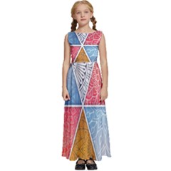 Texture With Triangles Kids  Satin Sleeveless Maxi Dress by nateshop