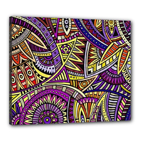 Violet Paisley Background, Paisley Patterns, Floral Patterns Canvas 24  X 20  (stretched)