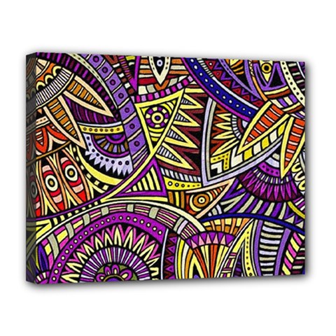 Violet Paisley Background, Paisley Patterns, Floral Patterns Canvas 14  X 11  (stretched)
