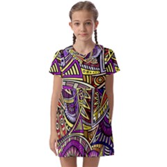 Violet Paisley Background, Paisley Patterns, Floral Patterns Kids  Asymmetric Collar Dress by nateshop