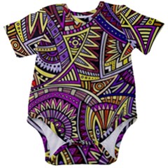 Violet Paisley Background, Paisley Patterns, Floral Patterns Baby Short Sleeve Bodysuit by nateshop