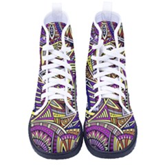 Violet Paisley Background, Paisley Patterns, Floral Patterns Women s High-top Canvas Sneakers by nateshop