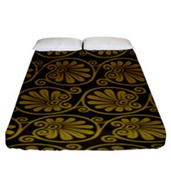 Yellow Floral Pattern Floral Greek Ornaments Fitted Sheet (king Size) by nateshop