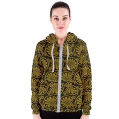 Yellow Floral Pattern Floral Greek Ornaments Women s Zipper Hoodie by nateshop