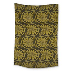 Yellow Floral Pattern Floral Greek Ornaments Large Tapestry