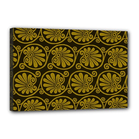 Yellow Floral Pattern Floral Greek Ornaments Canvas 18  X 12  (stretched) by nateshop