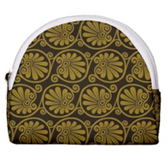 Yellow Floral Pattern Floral Greek Ornaments Horseshoe Style Canvas Pouch