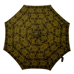 Yellow Floral Pattern Floral Greek Ornaments Hook Handle Umbrellas (large) by nateshop