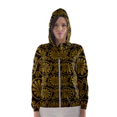 Yellow Floral Pattern Floral Greek Ornaments Women s Hooded Windbreaker by nateshop