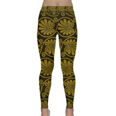 Yellow Floral Pattern Floral Greek Ornaments Classic Yoga Leggings by nateshop